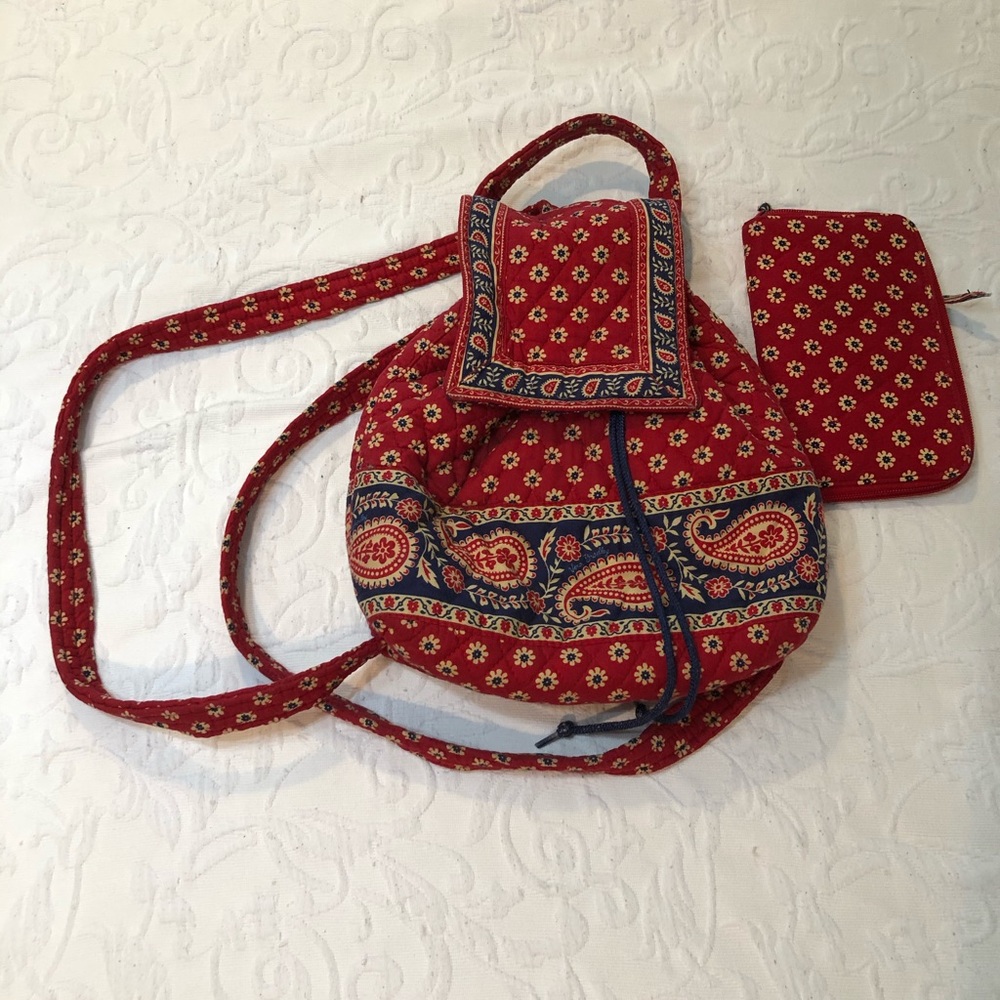 Vera Bradley drawstring bag with matching wallet